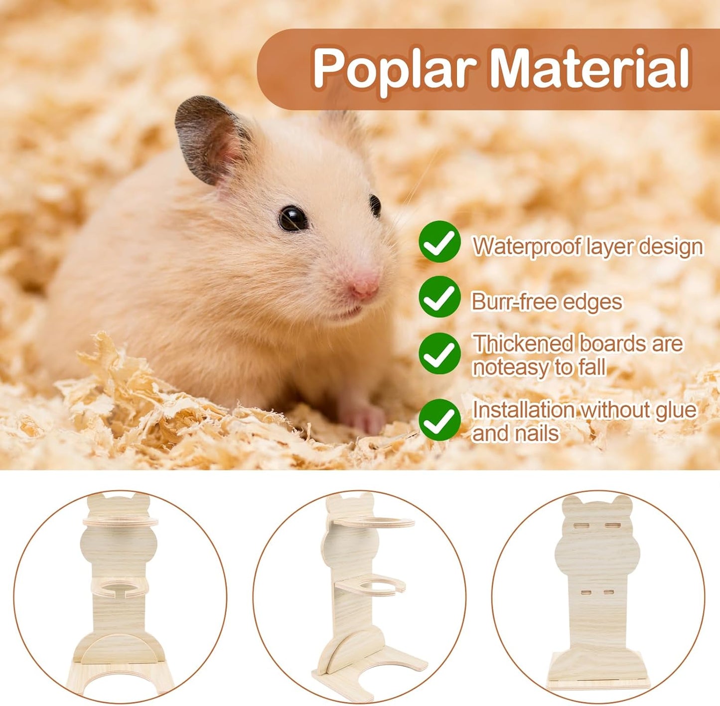 Hamster Water Bottle with Wooden Stand 125 ml