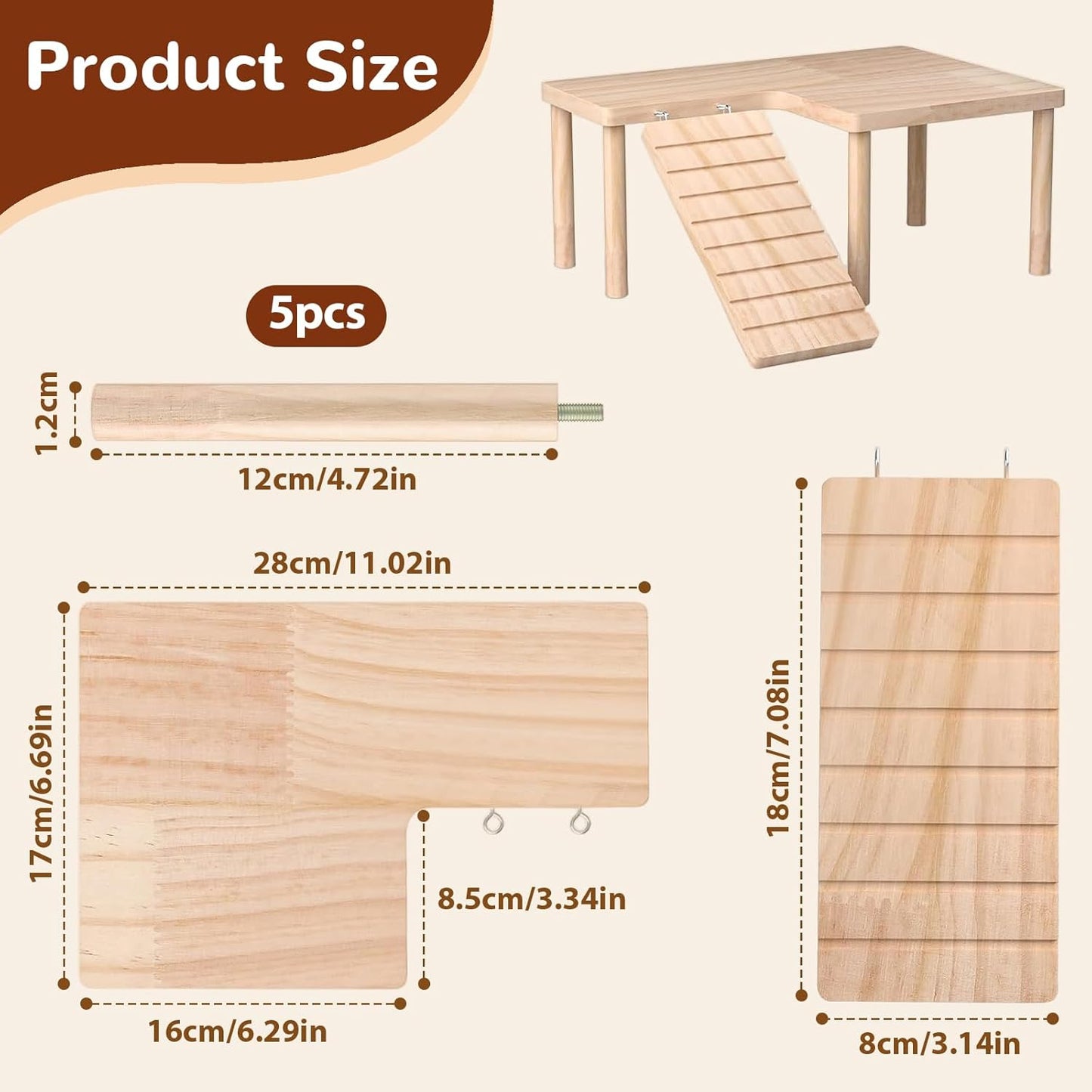 L-Shaped Wooden Small Animal Climbing Platform