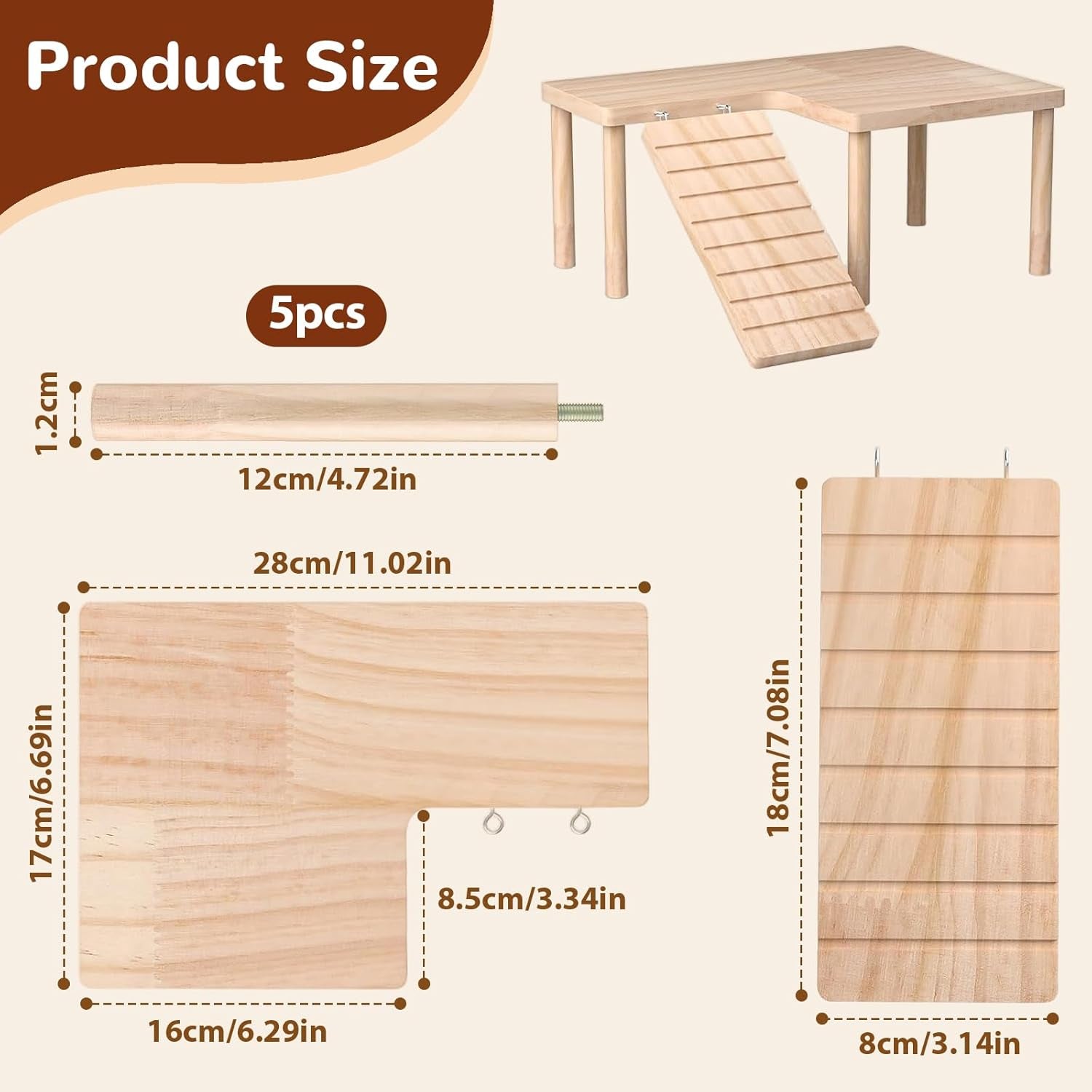 L-Shaped Wooden Small Animal Climbing Platform
