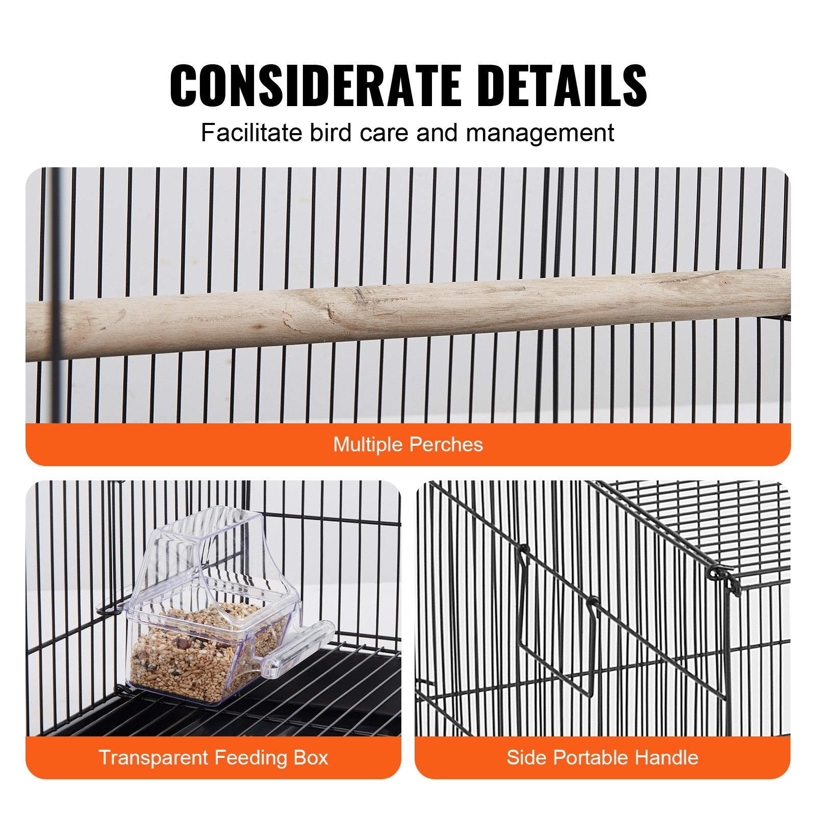 Spacious Bird Aviary Cage 76 x 46 x 45 cm