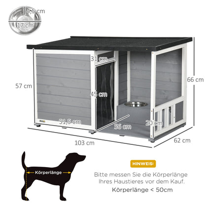 PawHut Outdoor Dog House with Bowls