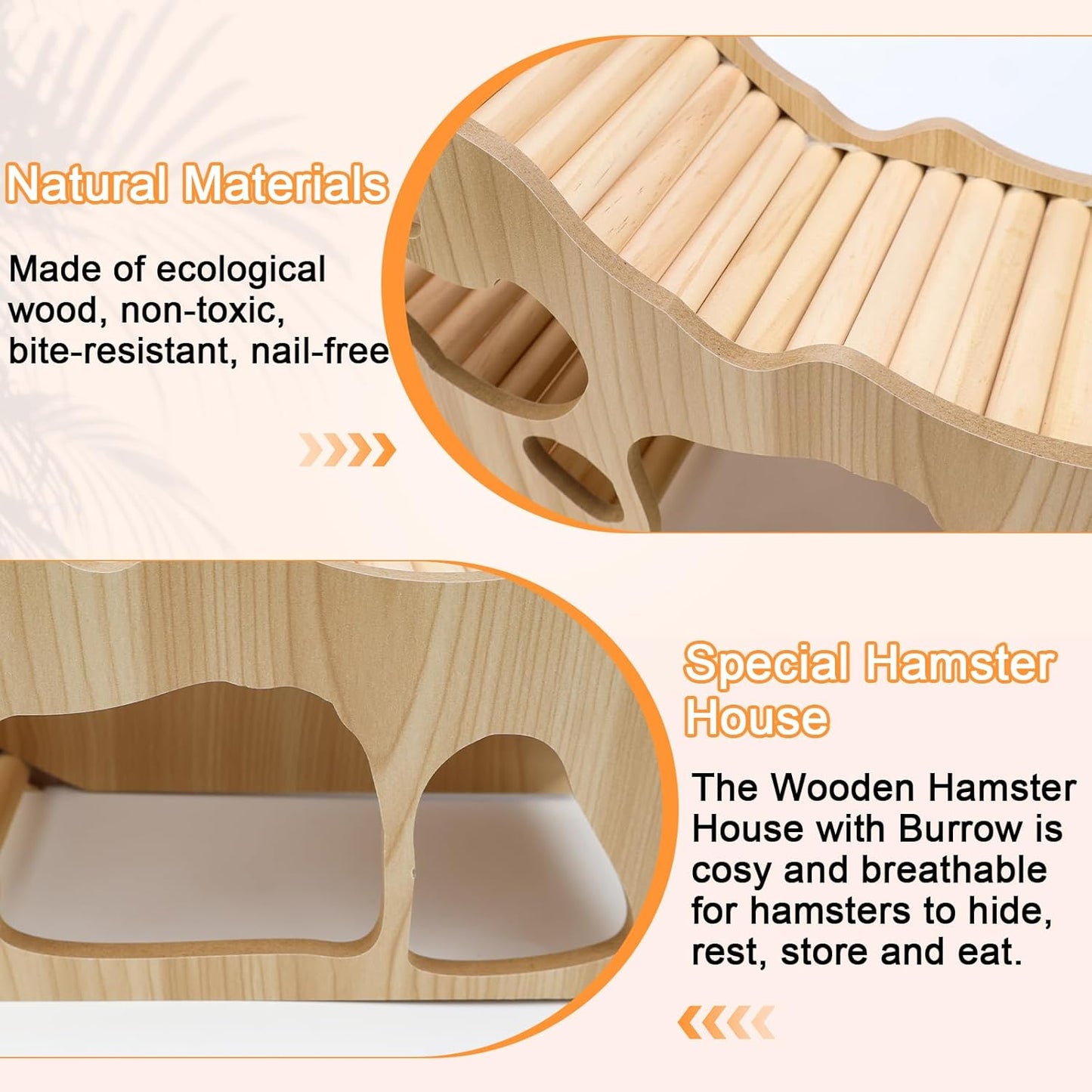 Wooden Hamster House with Ladder Roof