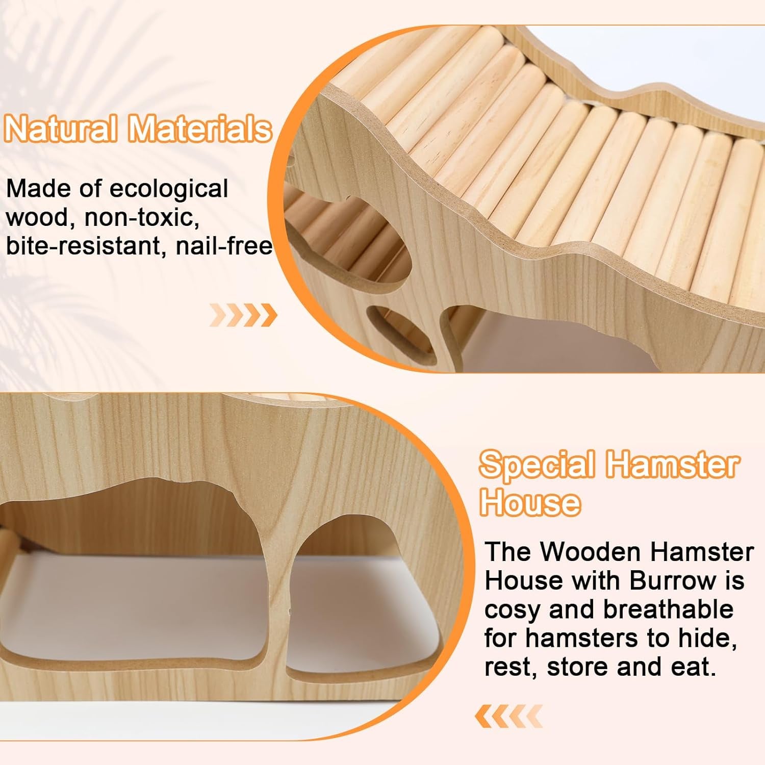 Wooden Hamster House with Ladder Roof