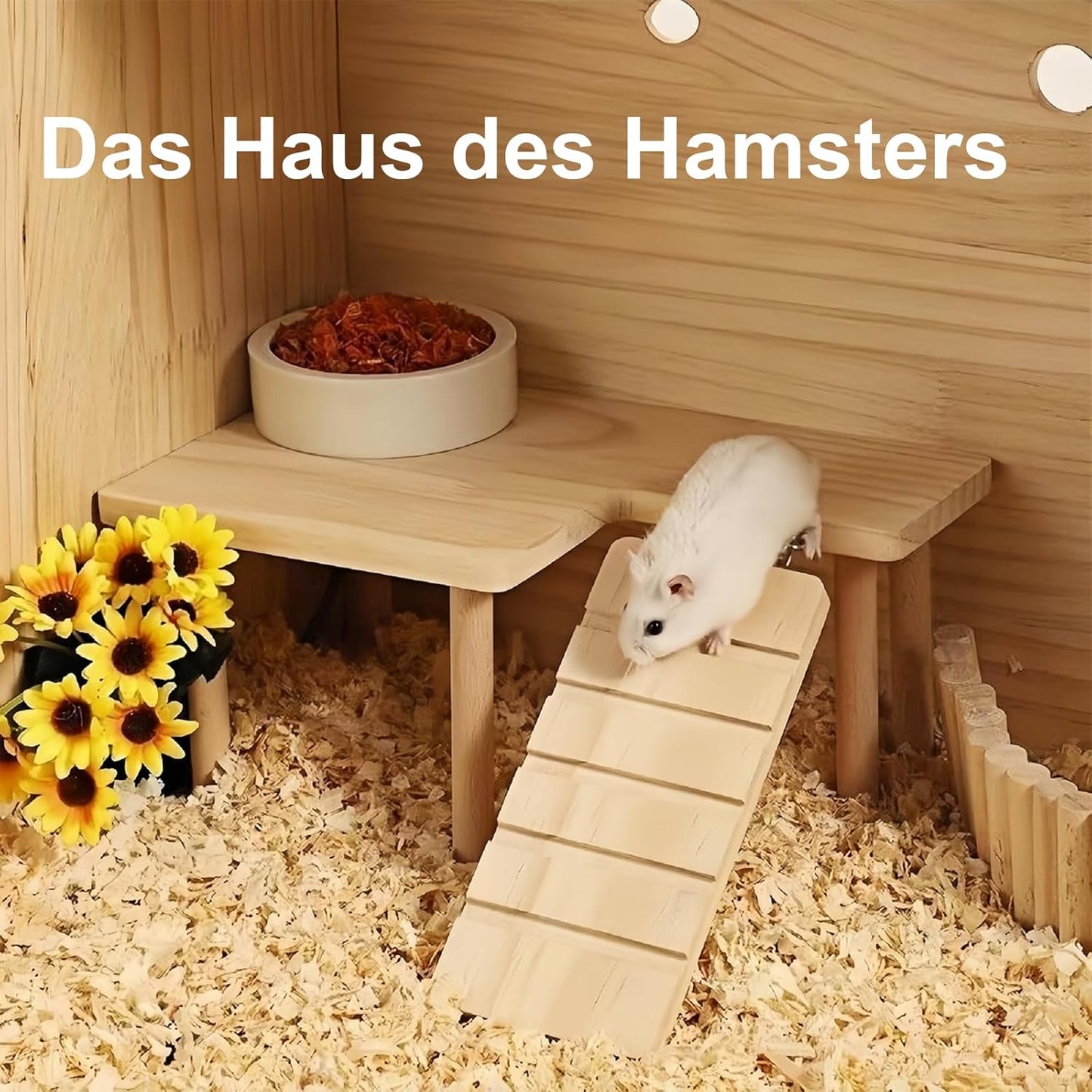Wooden Hamster Platform with Ladder