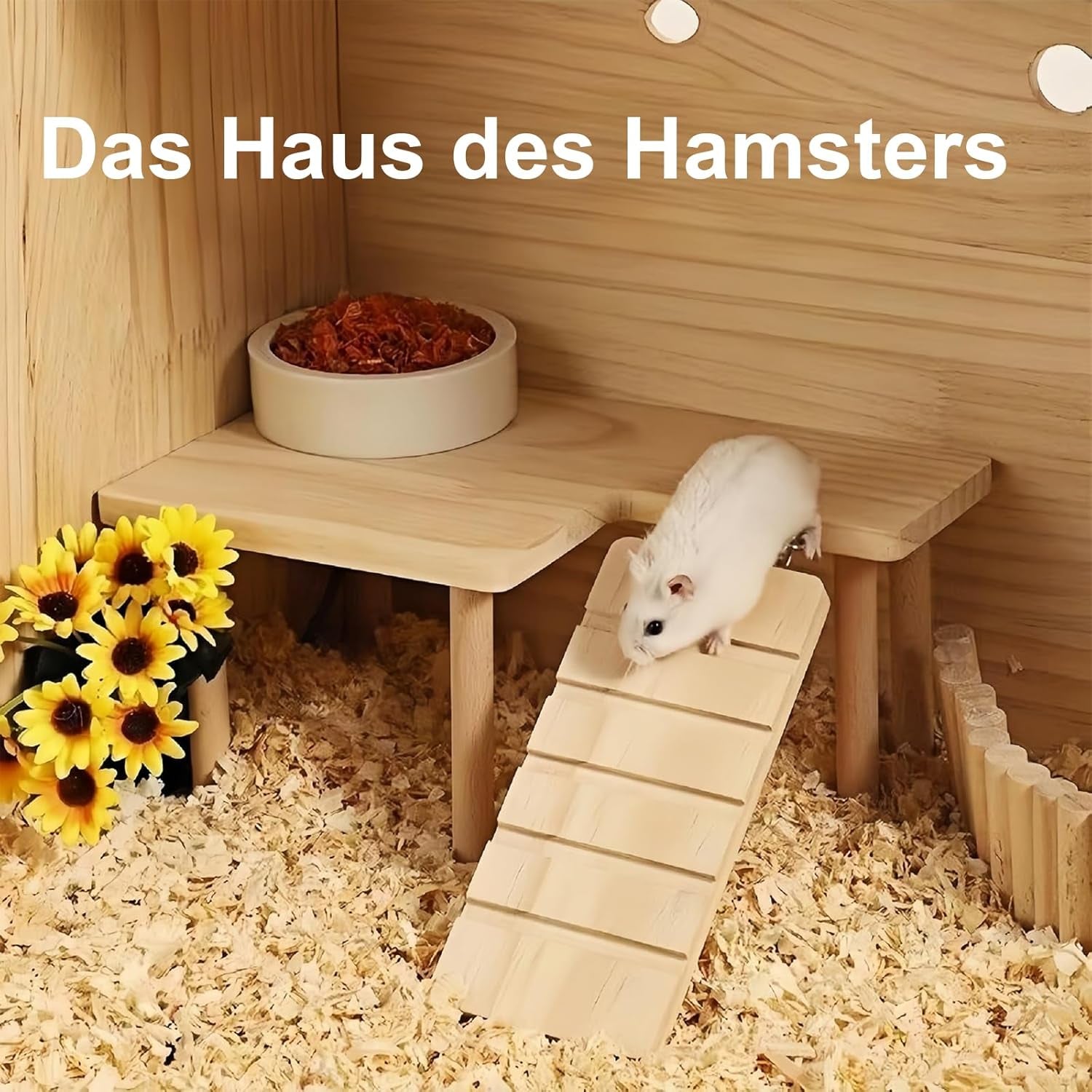Wooden Hamster Platform with Ladder