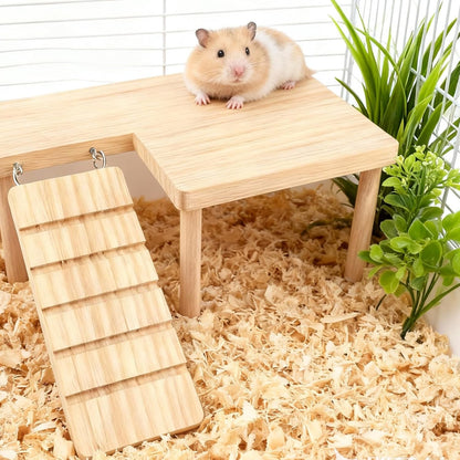 Wooden Hamster Platform with Ladder