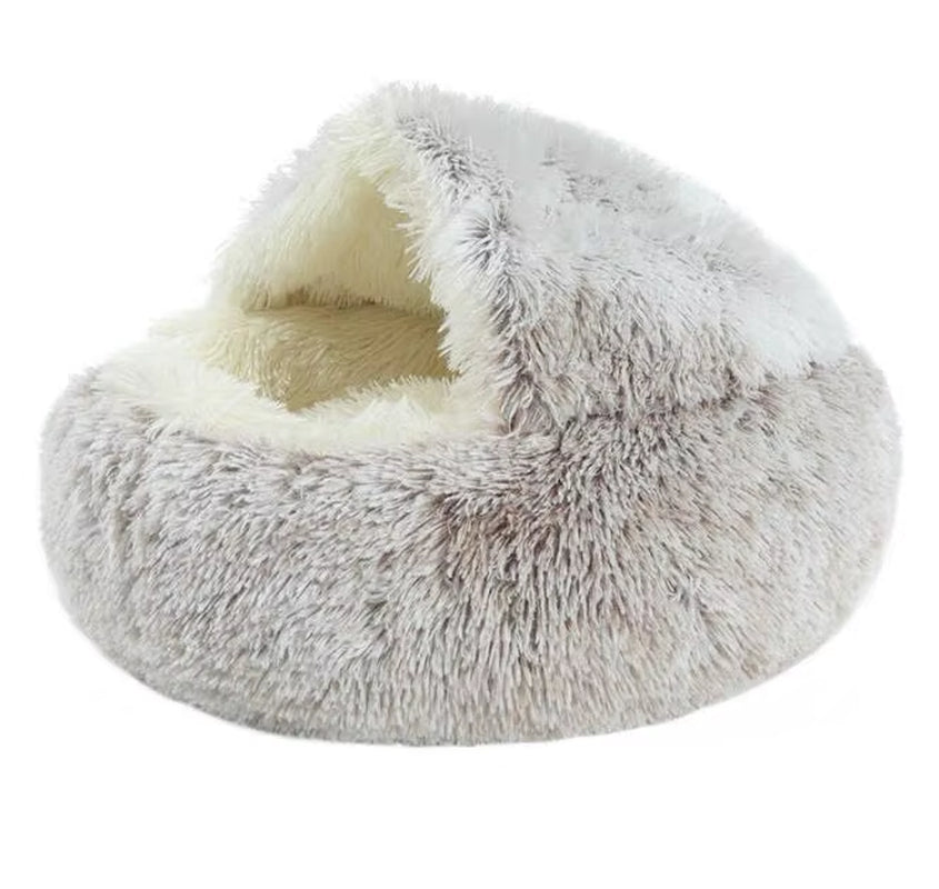 2-in-1 Round Plush Cat Bed