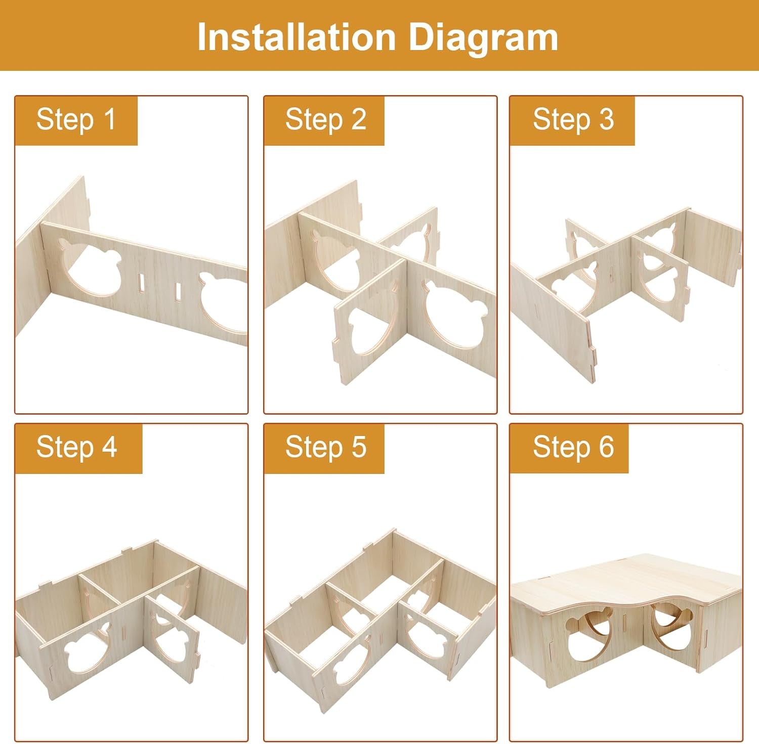 Natural Wood Multi-Chamber Hamster House