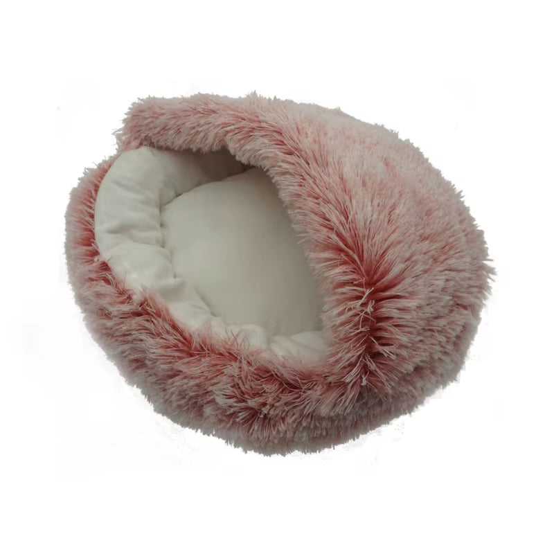 2-in-1 Round Plush Cat Bed