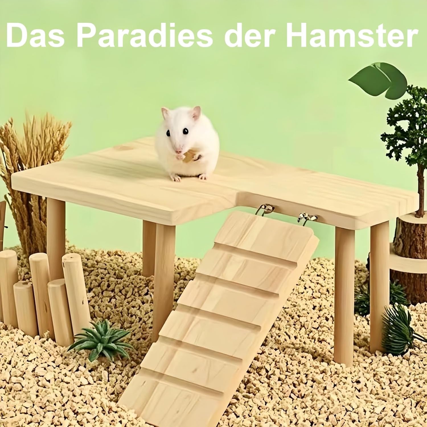 Wooden Hamster Platform with Ladder