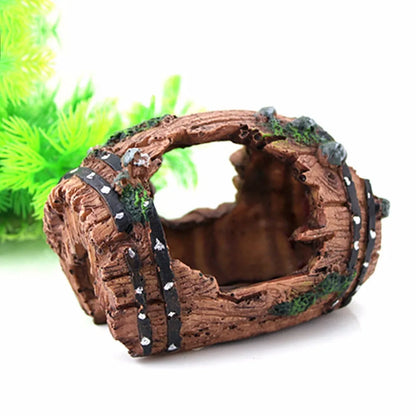 Resin Barrel Cave Aquarium Ornament