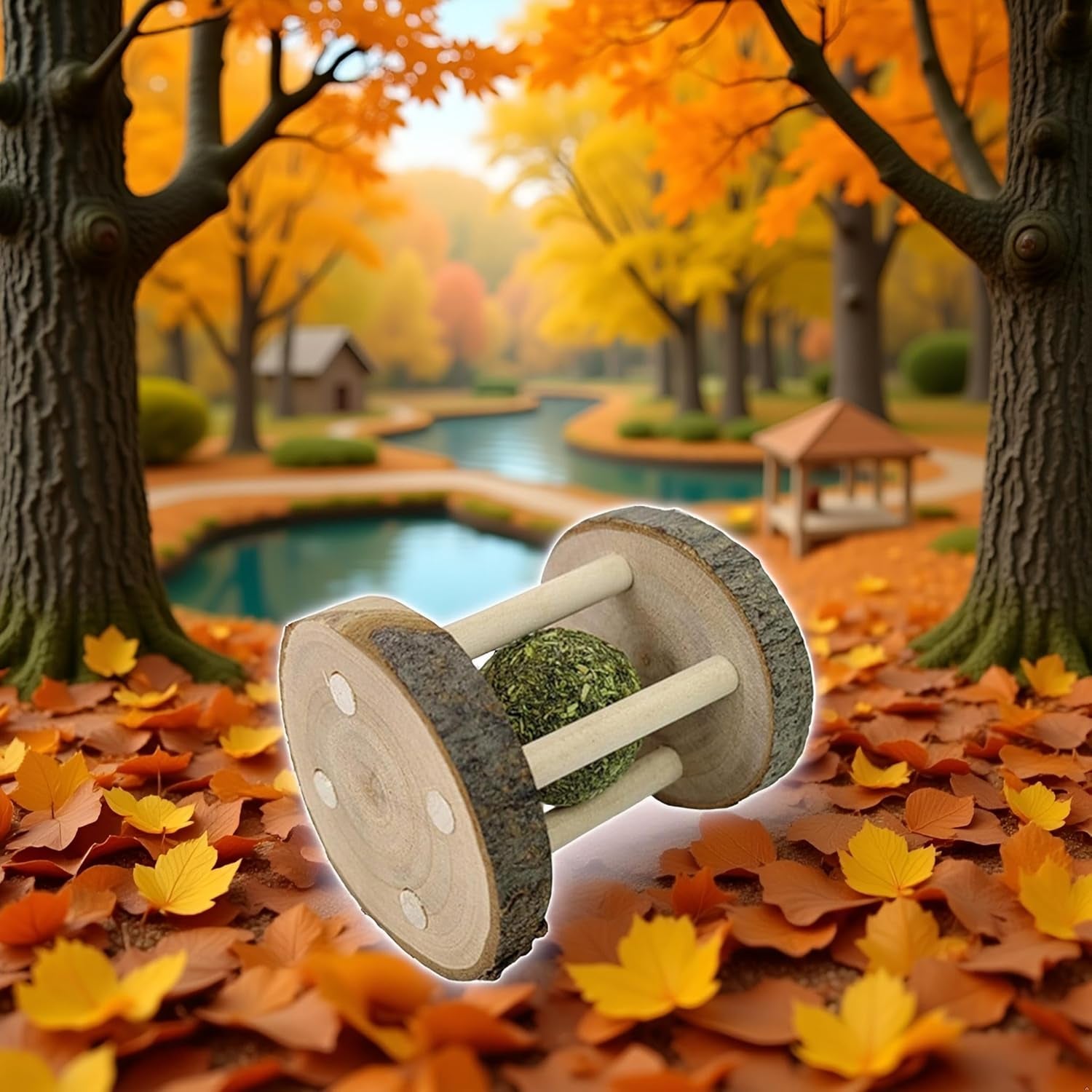 Natural Wooden Chew Ball for Small Pets