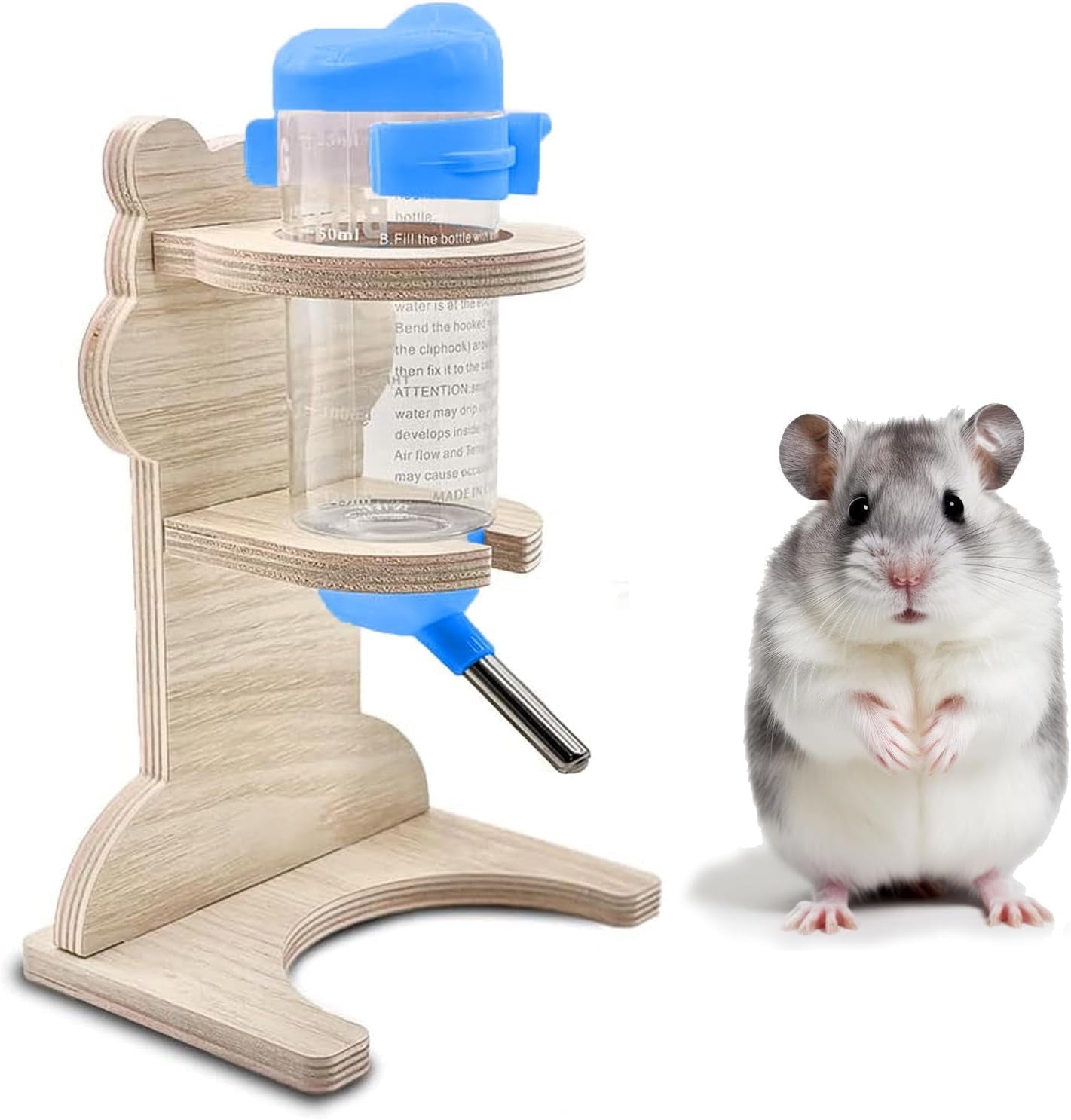125 ml Hamster Water Bottle with Wooden Holder