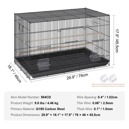 Spacious Bird Aviary Cage 76 x 46 x 45 cm