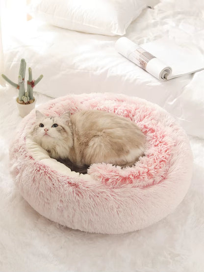 2-in-1 Round Plush Cat Bed