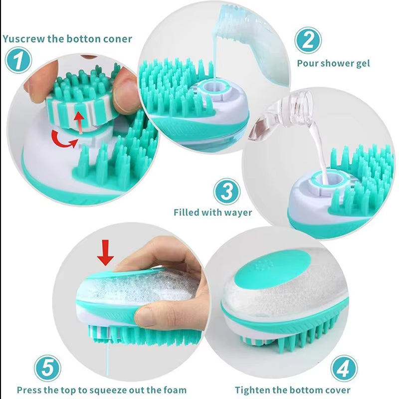 2-in-1 Bath Brush for Dogs and Cats