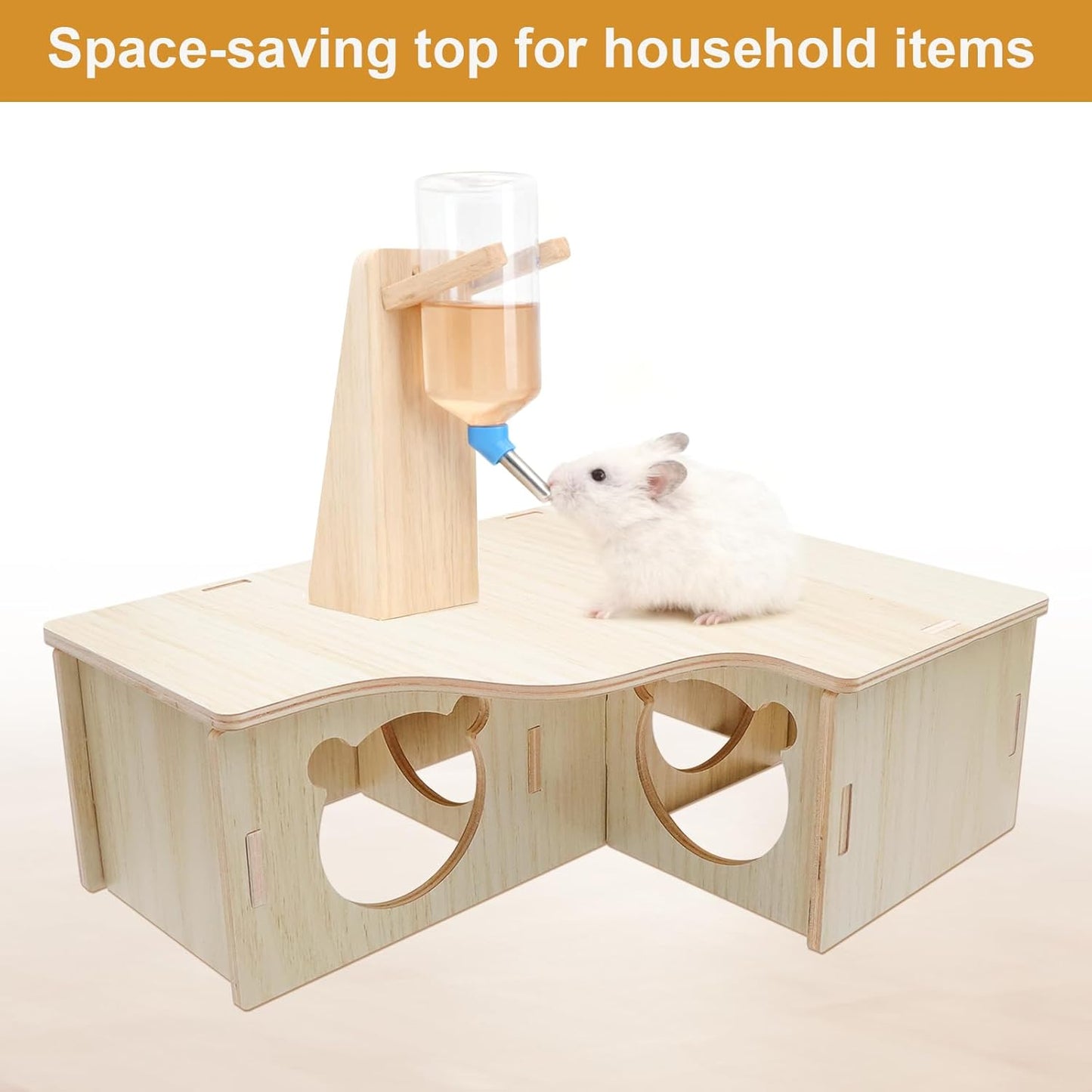 Natural Wood Multi-Chamber Hamster House