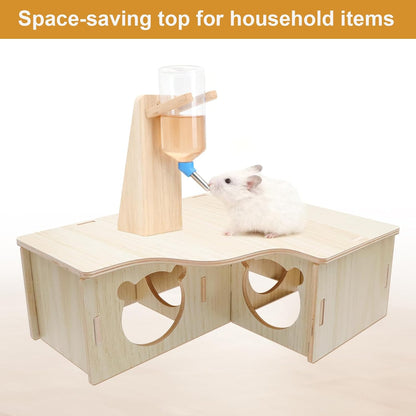 Natural Wood Multi-Chamber Hamster House