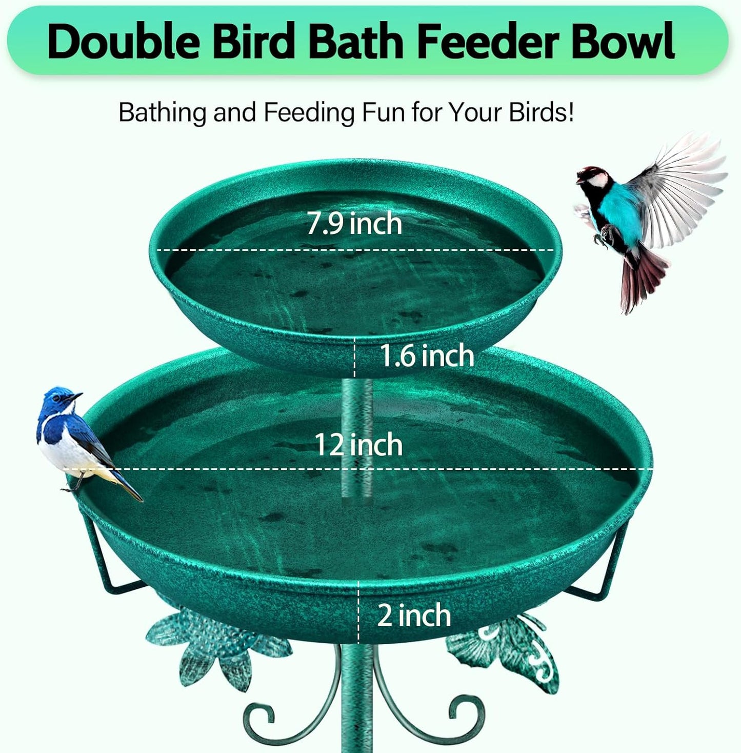 2-in-1 Metal Bird Bath and Feeder