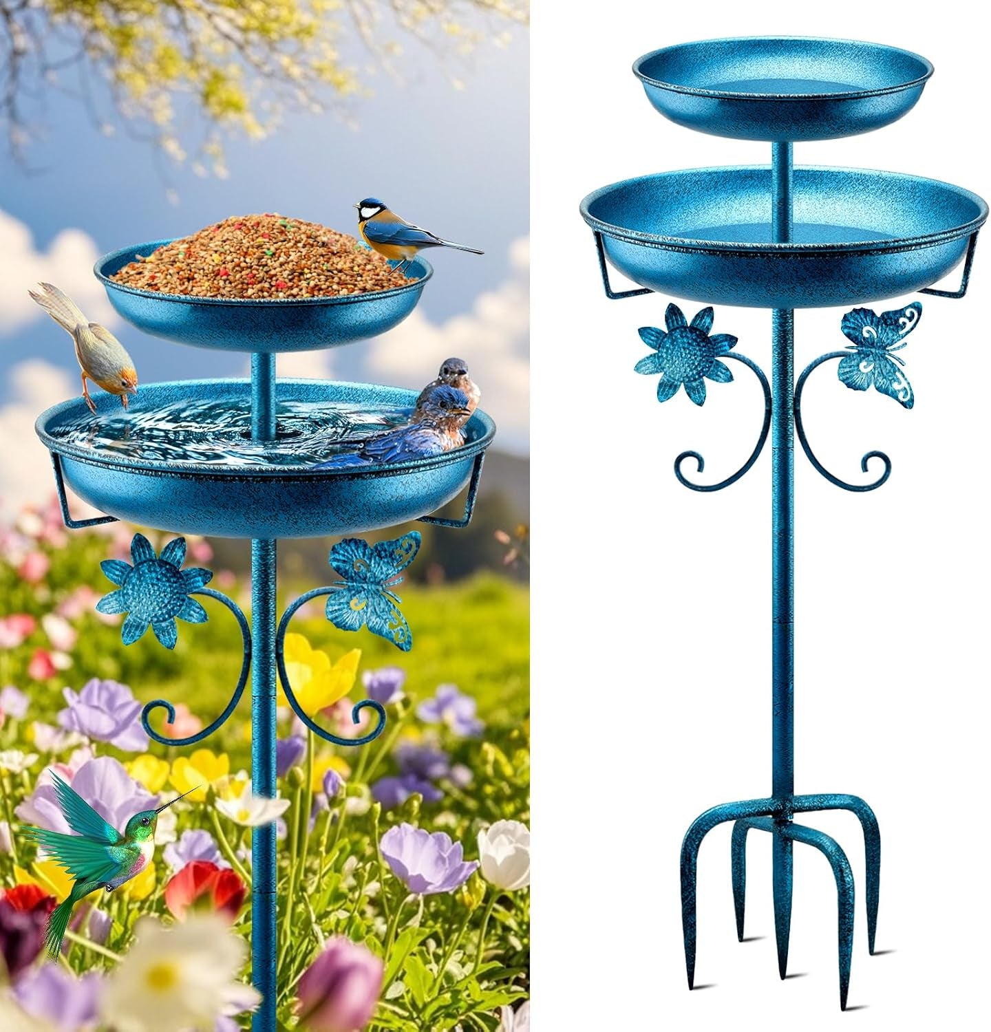 2-in-1 Metal Bird Bath and Feeder