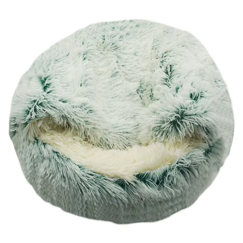 2-in-1 Round Plush Cat Bed