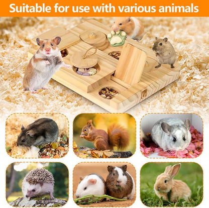 6-in-1 Wooden Foraging Toy for Small Animals