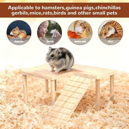 L-Shaped Wooden Small Animal Climbing Platform