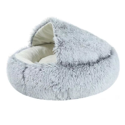2-in-1 Round Plush Cat Bed