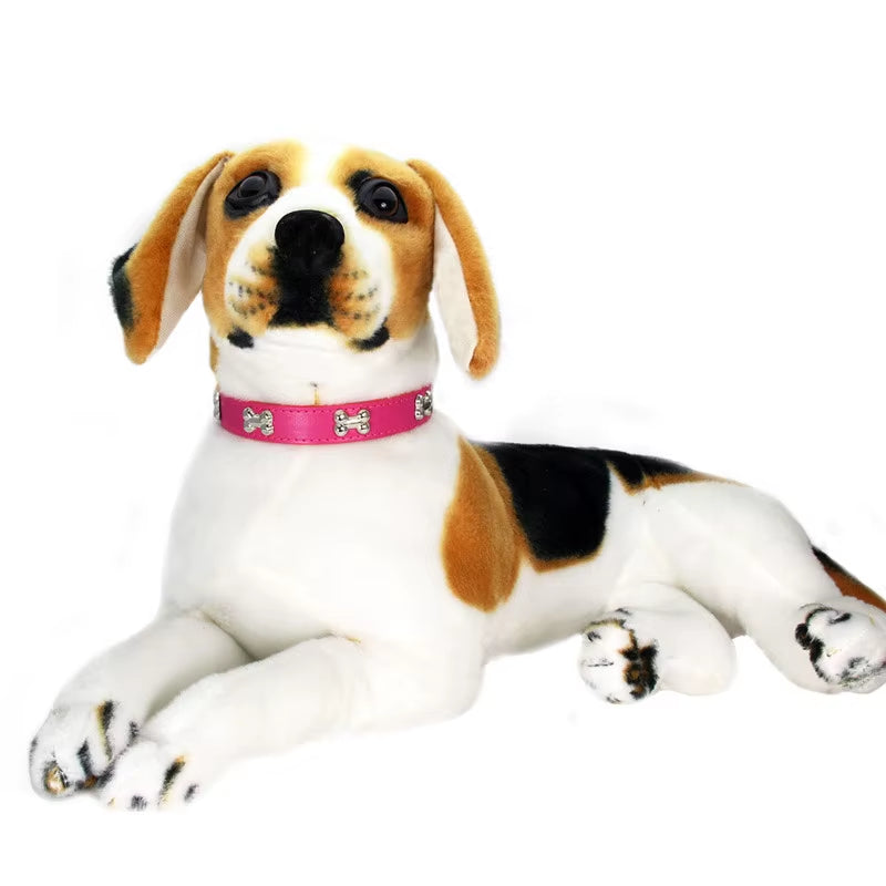 Leather Bone-Detail Pet Collar
